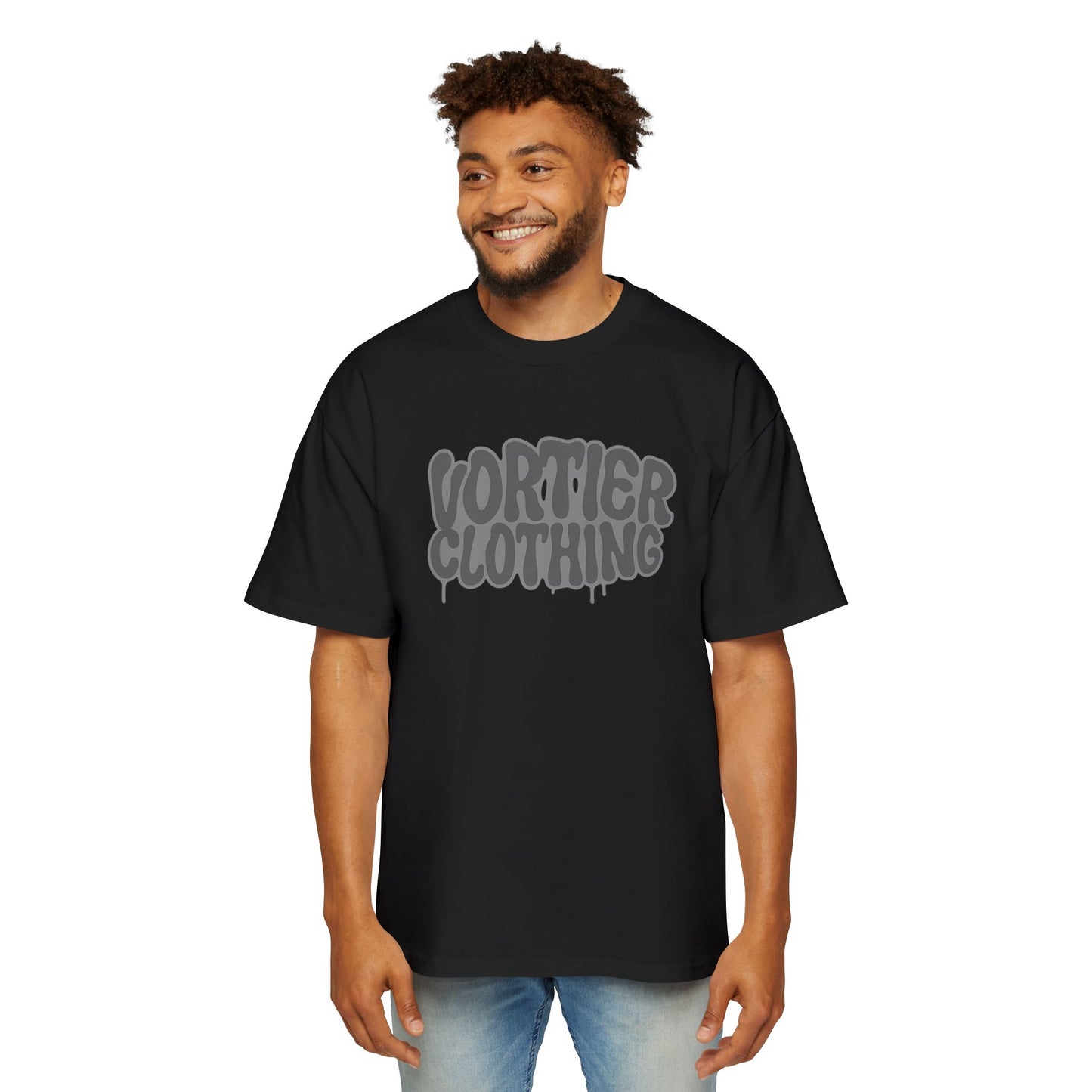 Men's Heavy Oversized Tee - Streetwear Vibe with Drippy 'Porter Clothing' Design